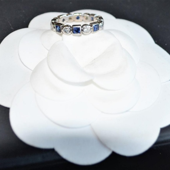 SOLD Tacori 18k WG Princess Diam Sapphire Eternity - Picture 3 of 6